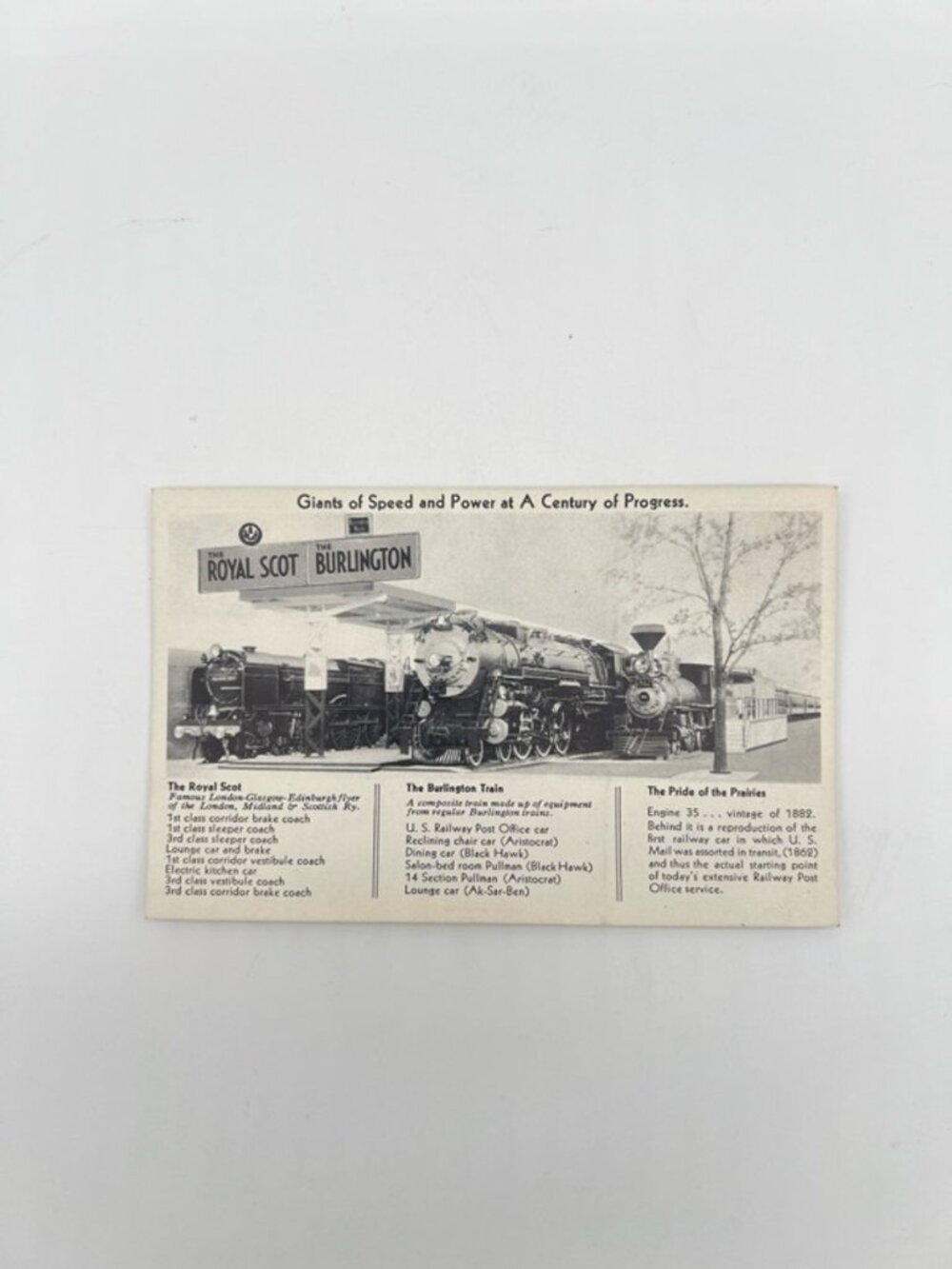 Vintage 1933 Chicago World's Fair Burlington Route Postcard